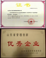 银川变压器厂家优秀管理企业证书